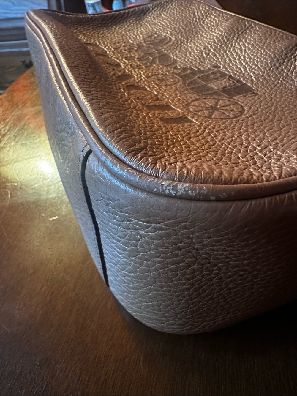 Coach Tan Leather Messenger Crossbody with Signature Coach Logo - Picture 4 of 9